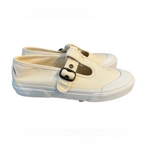 NWOB Vans Style 93 Mary Jane Cream Canvas Buckle Slip-On Sneakers Size 8.5